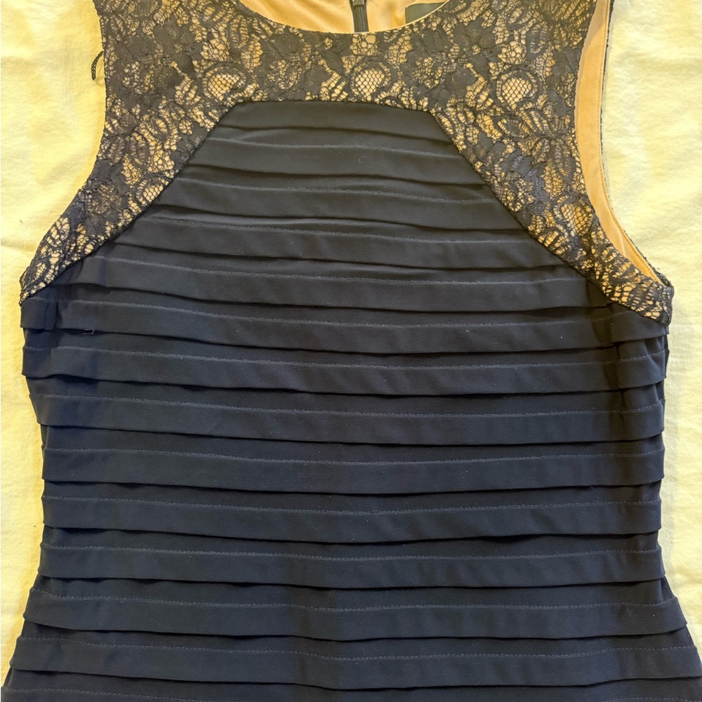 Adrianna Papell Navy Blue Lace Sheath Dress Sz 12 Sleeveless Cocktail Party Nwot